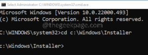 Command To Chnge The Location Of The Installer