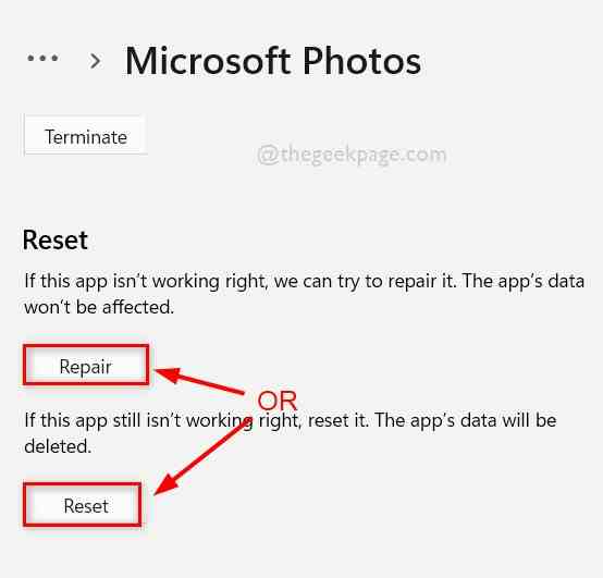 Reset Or Repair Photos App 11zon