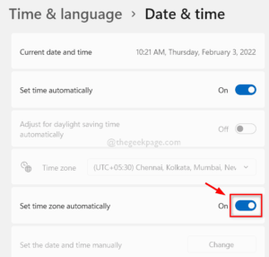 How to Enable or Disable Set Time Zone Automatically in Windows 11