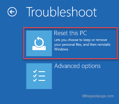 Troubleshoot Reset This Pc Advanced Options Startup Repair