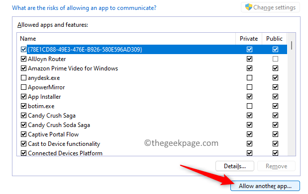 Firewall Allowed Apps Click Allow Anotherapp Min