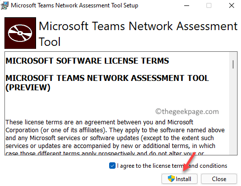 Microsoft Teams Network Assessment Tool Setup Agree To The License Terms Install Min
