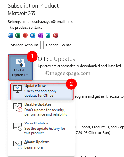 Office Account Update Options Update Now Min