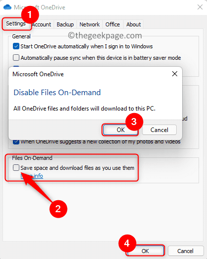 Onedrive Settings Uncheck Save Space Download Files As You Use Them Min