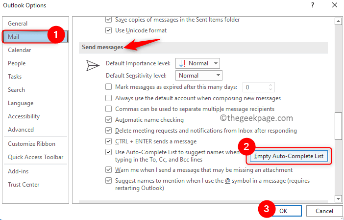 Outlook Options Mail Empty Auto Complete List Min
