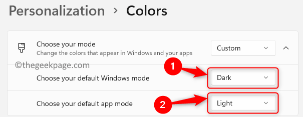 Personalization Colors Windows Mode App Mode Min