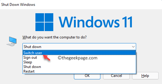 Matikan Prompt Windows Apa yang Anda Ingin Komputer Lakukan Ganti Pengguna Ok