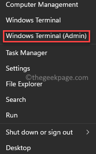 Start Right Click Windows Terminal (admin)