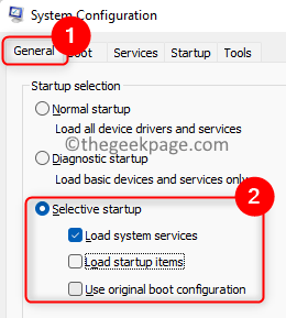 System Configuration General Selective Startup Min