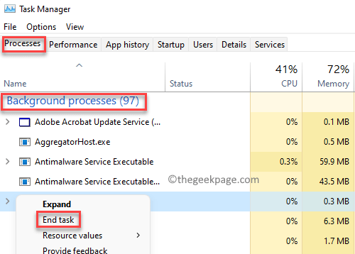 Task Manager Processes Backgtound Proesses Right Click On Process End Tas Min