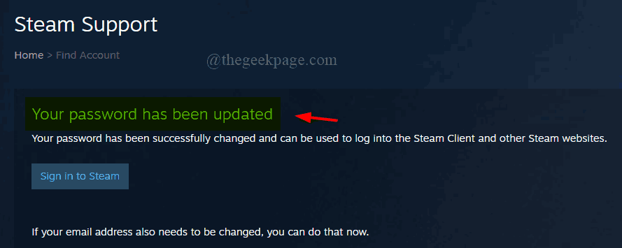 Password Updated Steam 11zon