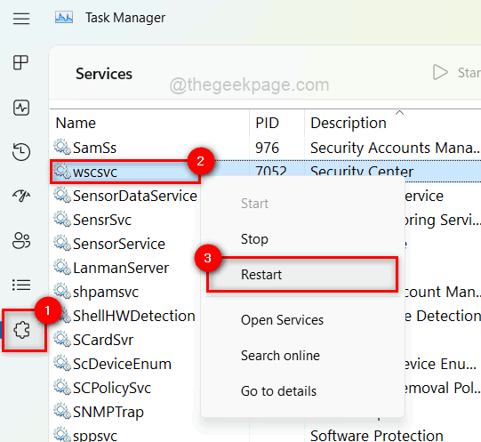 Restart Windows Security Center Service 11zon