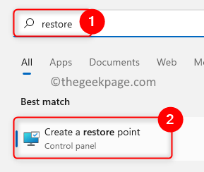 Windows Create Restore Point Search Min
