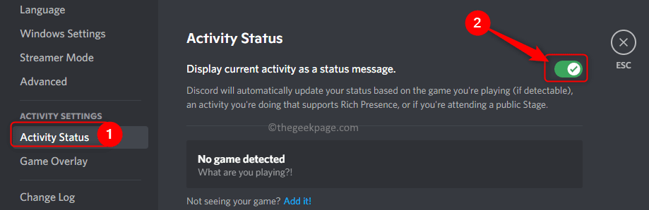 Discord Settings Activity Status Enable Game Detection Min