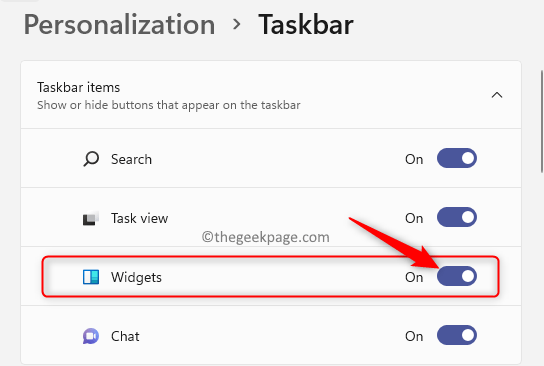 Personalization Taskbar Turn On Widgets Min