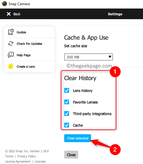 Snap Camera Settings Cache App Use Clear History Min