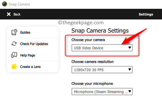 Snp Camera Settings Choose Camera Device Min