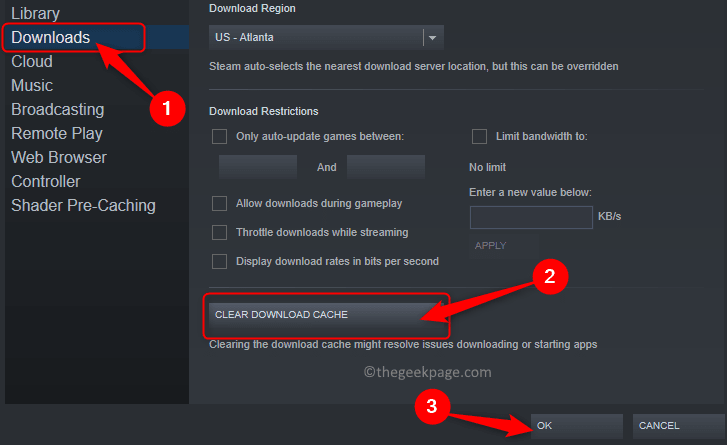 Steam Settings Downloads Clear Download Cache Min