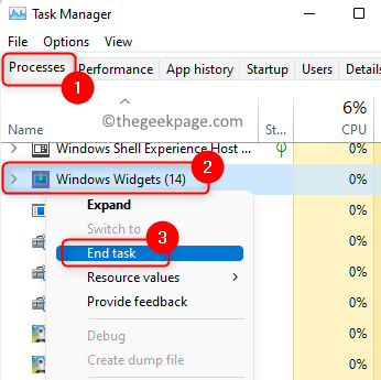 Task Manager Background Processes Windows Widgets End Task Min