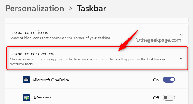 Taskbar Settings Taskbar Corner Overflow Power Option Toggle On Min