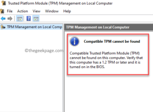 Trusted Platform Module (tpm) Management On Local Computer Compatible Tpm Cannot Be Found
