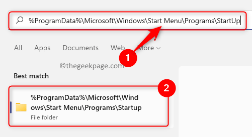 Windows Programs Startup Folder Path Search Bar Min