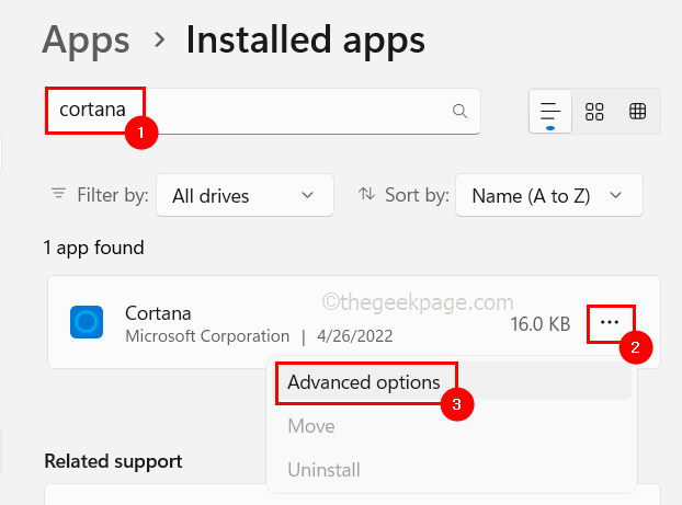 Advanced Options Cortana 11zon