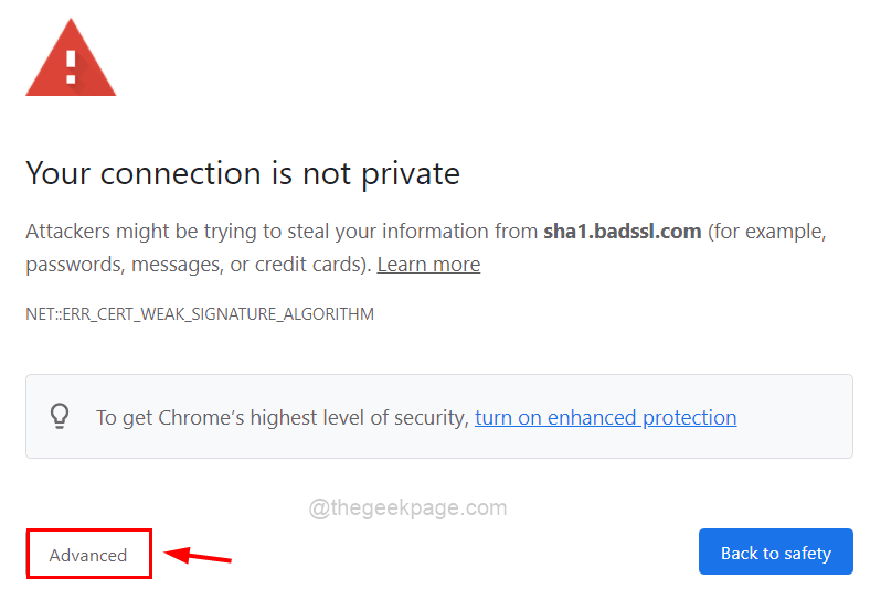 Click Advanced Your Connection Is Not Private 11zon