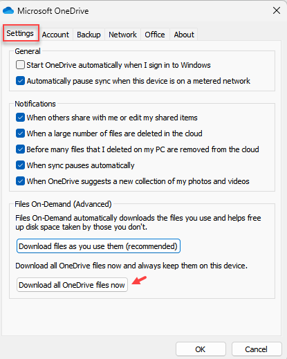 Disable Files On Demand