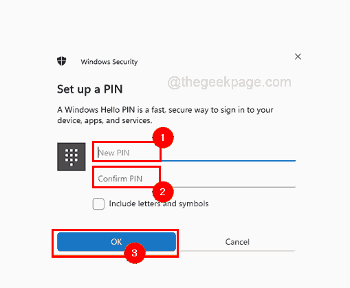 Enter New Pin Confirm Pin To Reset 11zon