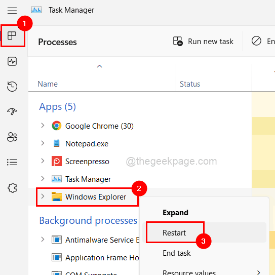 Restart Windows Explorer Task Manager 11zon
