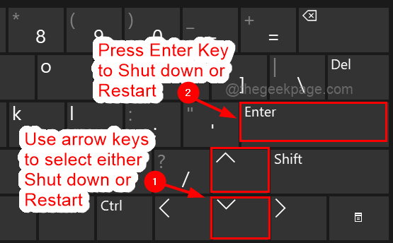 Use Arrow Key And Enter Key To Shut Down Or Restart 11zon
