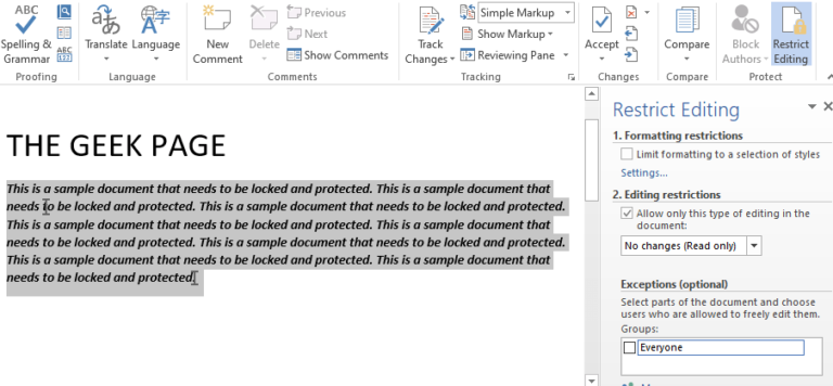 How to lock a Microsoft Word document from editing