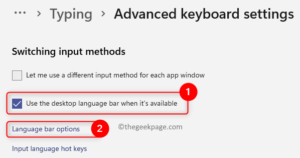 Advanced Keyboard Settings Check Use Desktop Language Bar Options Min