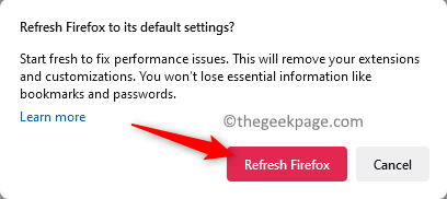 Firefox Troubleshooting Info Refresh Firefox Confirmation Min
