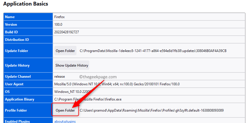Firefox Troubleshooting Info Select Open Folder Firefox Profiles Min