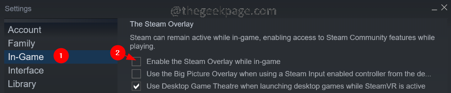 In Game Disbale Steam Overlay