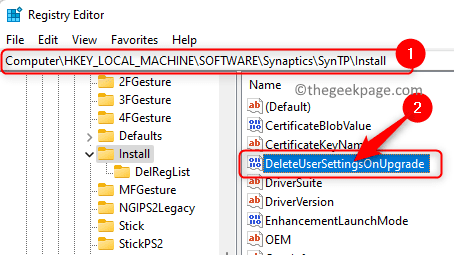 Registry Synaptics Install Deleteuser Settings Upgrade Min