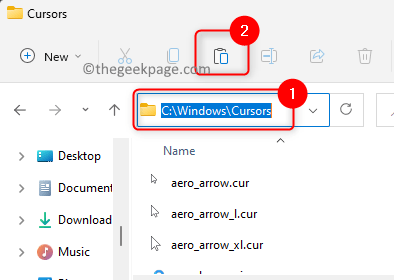 Windows Cursors Folder Paste Copied Custom Cursor Folder Min