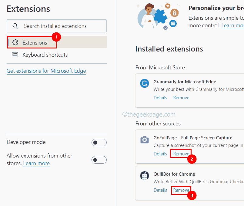 Remove Extensions Edge 11zon