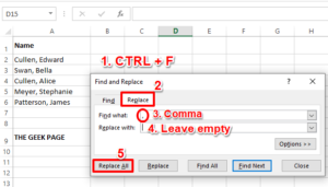 How to Remove Commas from Number Values and Text Values in Excel