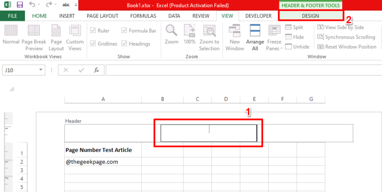 How to Insert Page Numbers as Header / Footer in Excel
