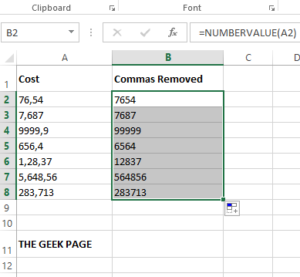 How to Remove Commas from Number Values and Text Values in Excel