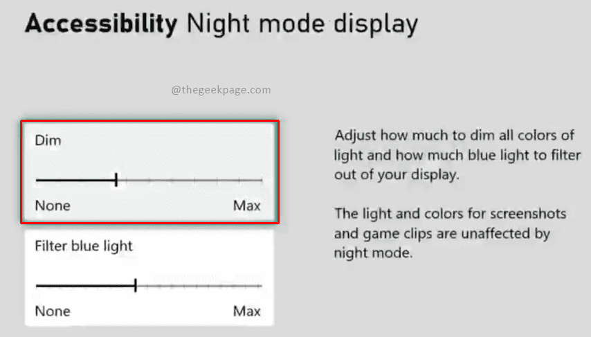 Nightmode Display Dim Min