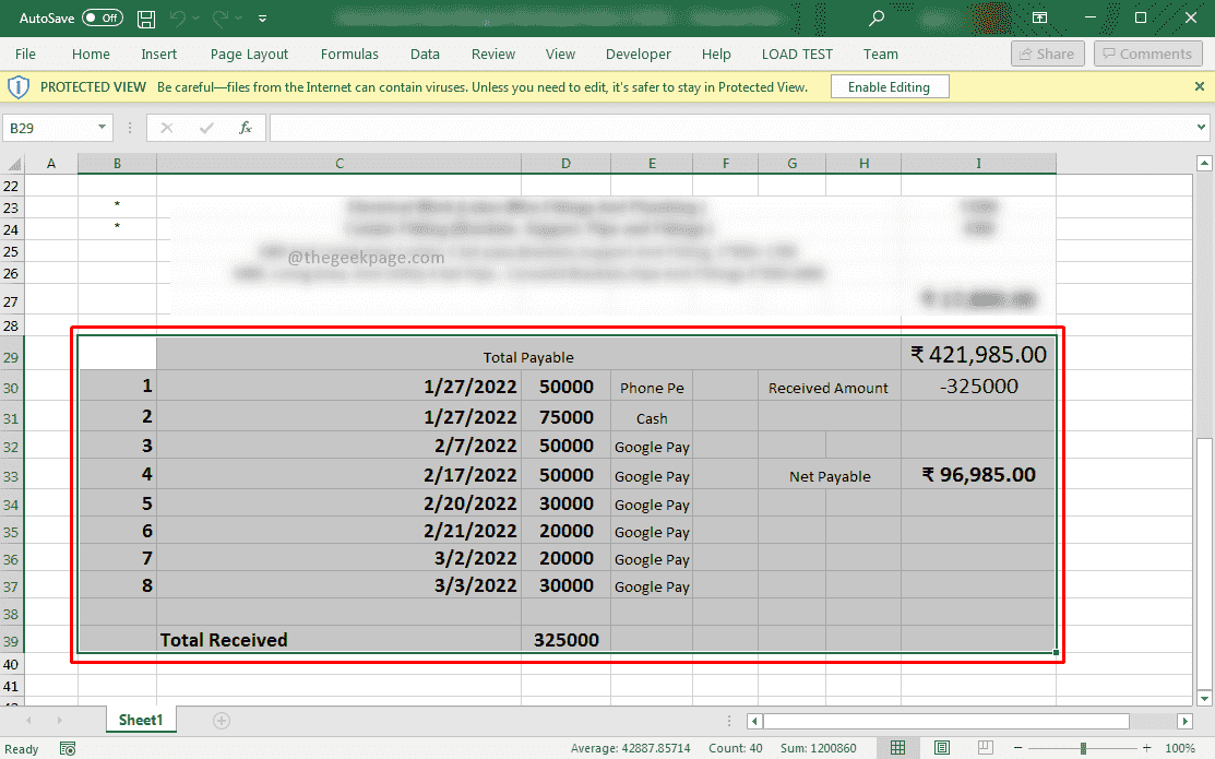 Table From Excel Min