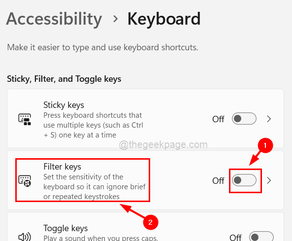 Filter Keys Turn Off Toggle Button 11zon