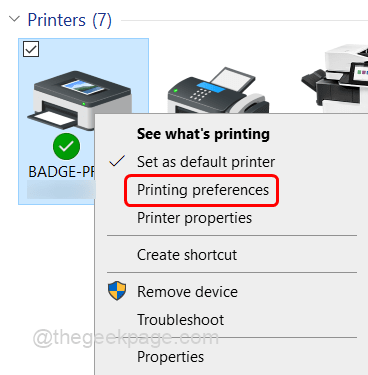 Printing Prefrences