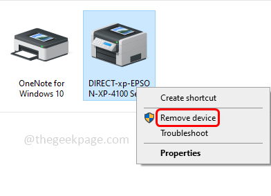 Remove Printer Device