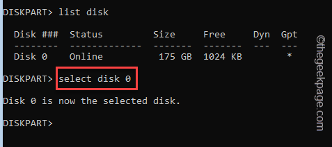 Select Disk 0