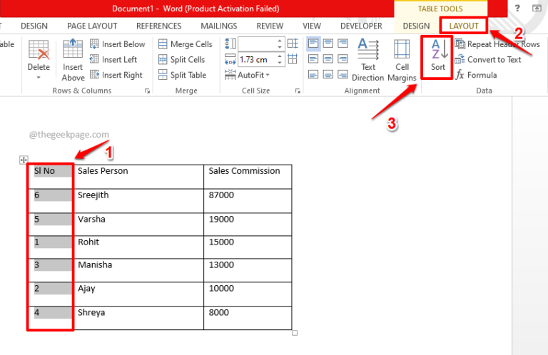 How to Sort the Contents Inside a Microsoft Word Table